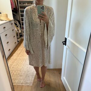 La Vie Style House rose gold sequin mini caftan